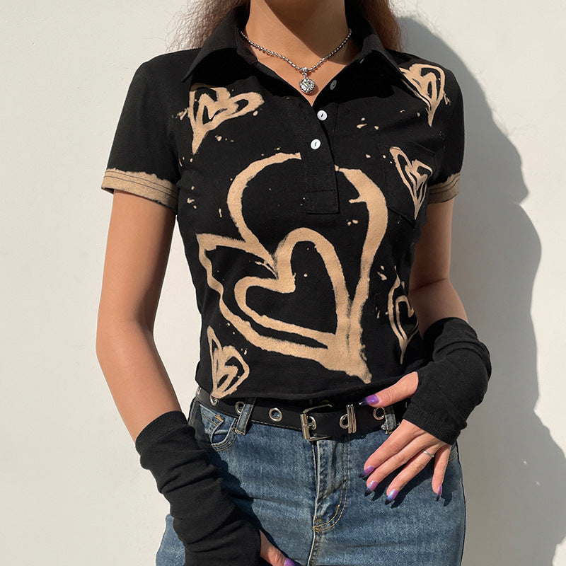 Women's Heart Pattern Crop Top
