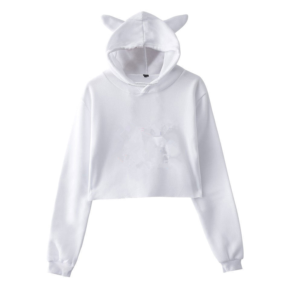 Women's Cropped Cat Hoodie