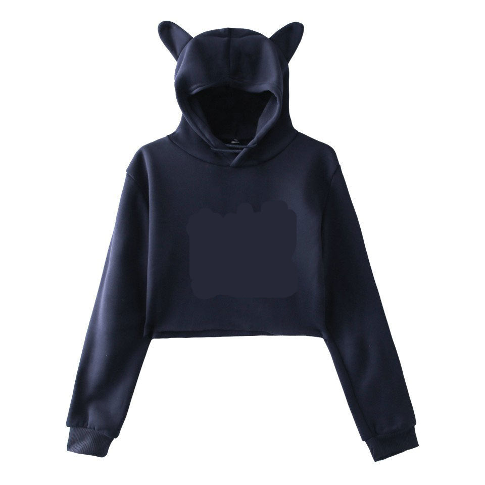 Women's Cropped Cat Hoodie