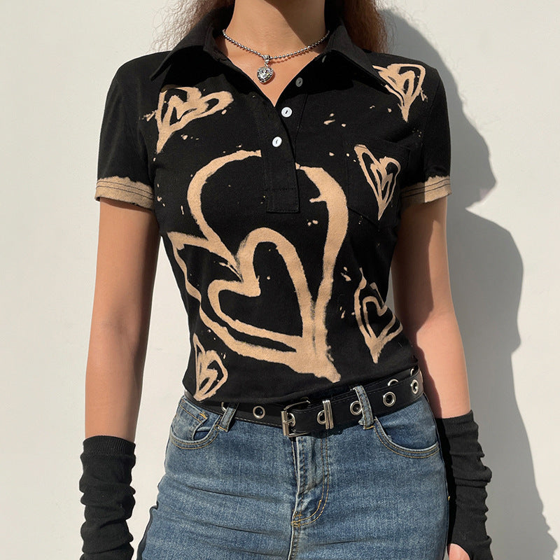 Women's Heart Pattern Crop Top
