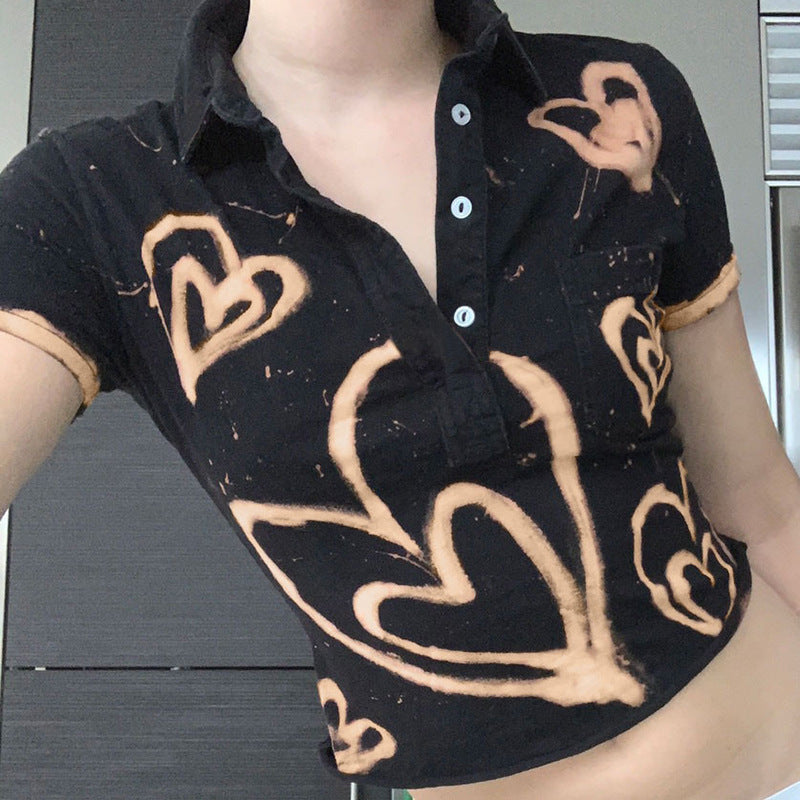 Women's Heart Pattern Crop Top