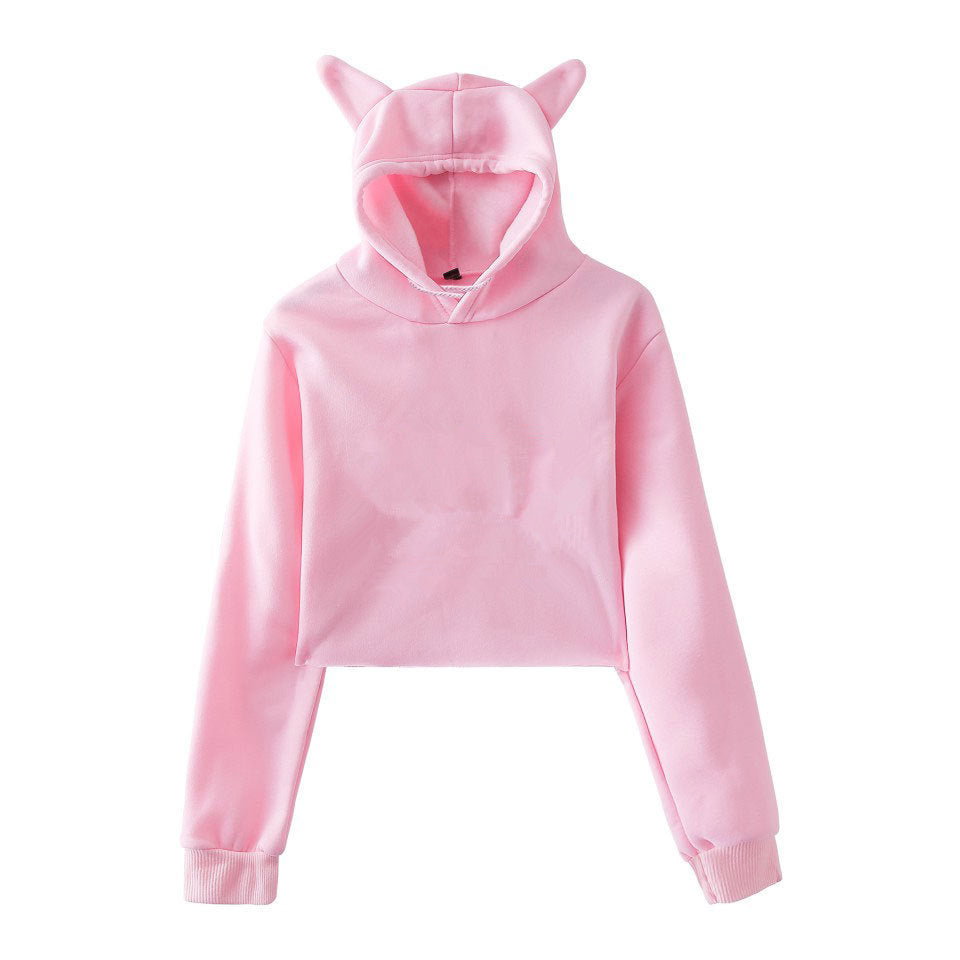 Women's Cropped Cat Hoodie