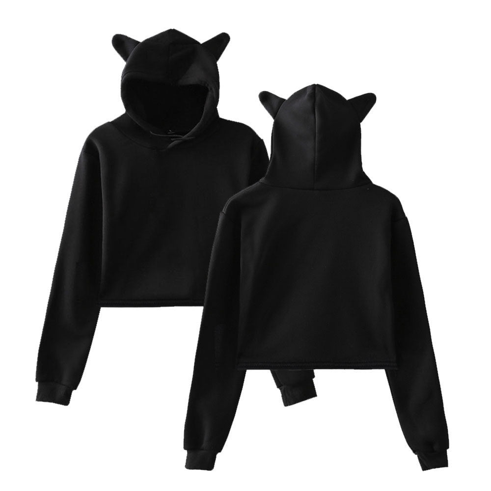 Women's Cropped Cat Hoodie