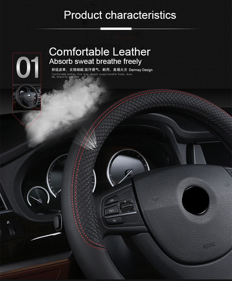 Universal Faux Leather Steering Wheel Cover