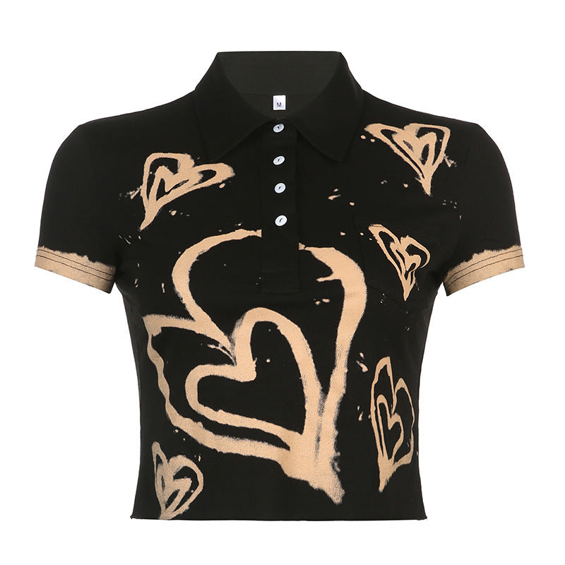 Women's Heart Pattern Crop Top
